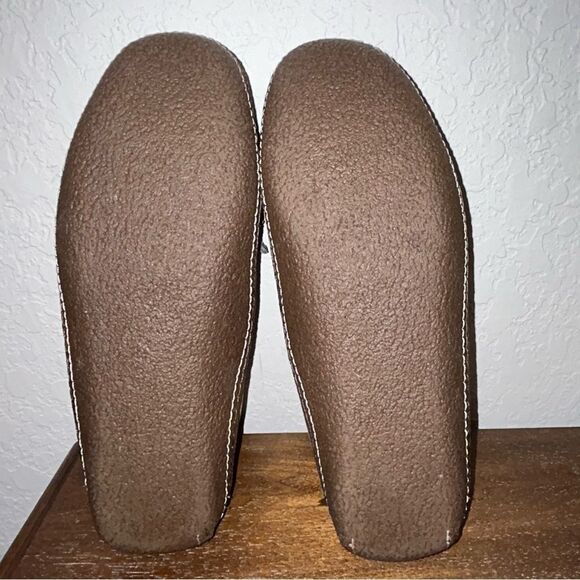 L.L Bean Hand Sewn Flannel Lined Slip On Suede Leather Moccasin Slipper Shoes - Picture 7 of 7